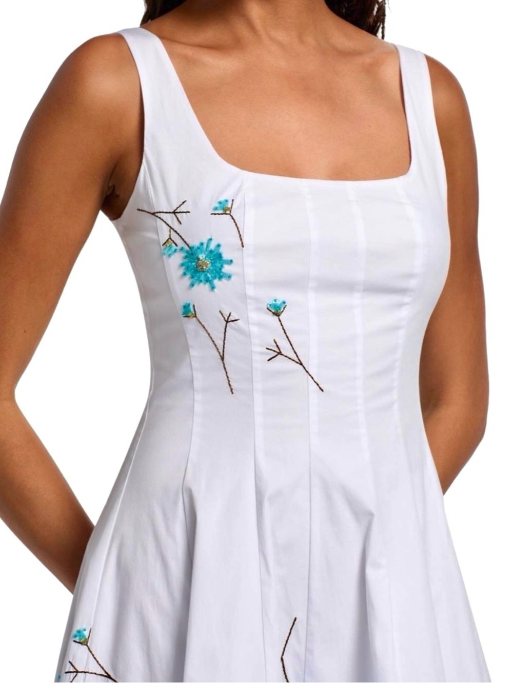 NWT Staud Wells Beaded Mini Dress Embroidered Dandelion White - Picture 9 of 16